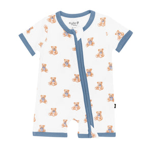 Zippered Shortall Romper in Teddy Bear