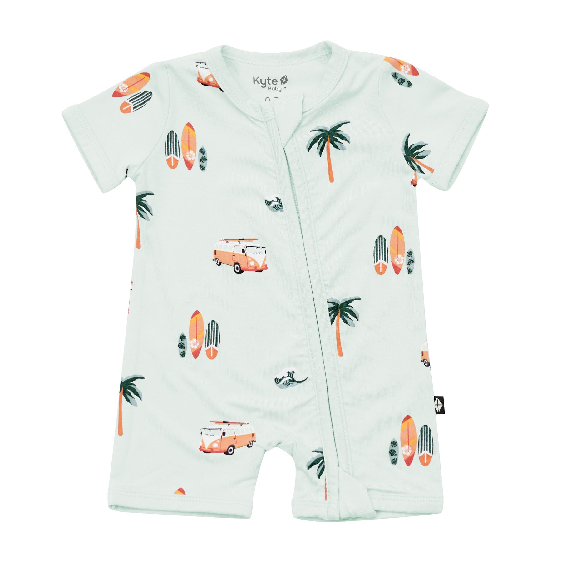 Zippered Shortall Romper in Dew Surf