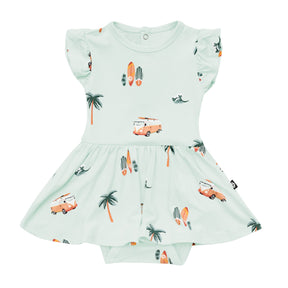 Twirl Bodysuit Dress in Dew Surf