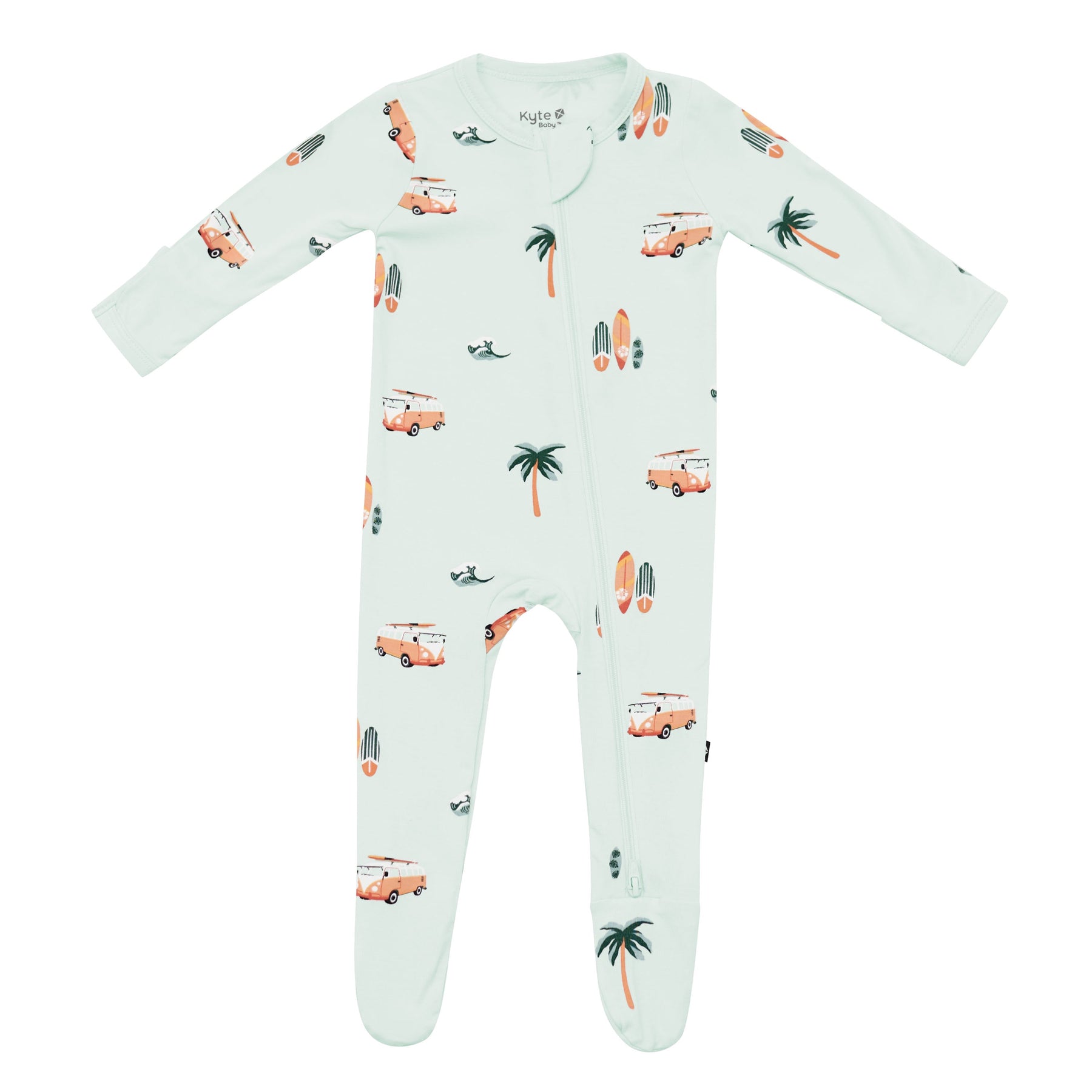 Zippered Footie in Dew Surf