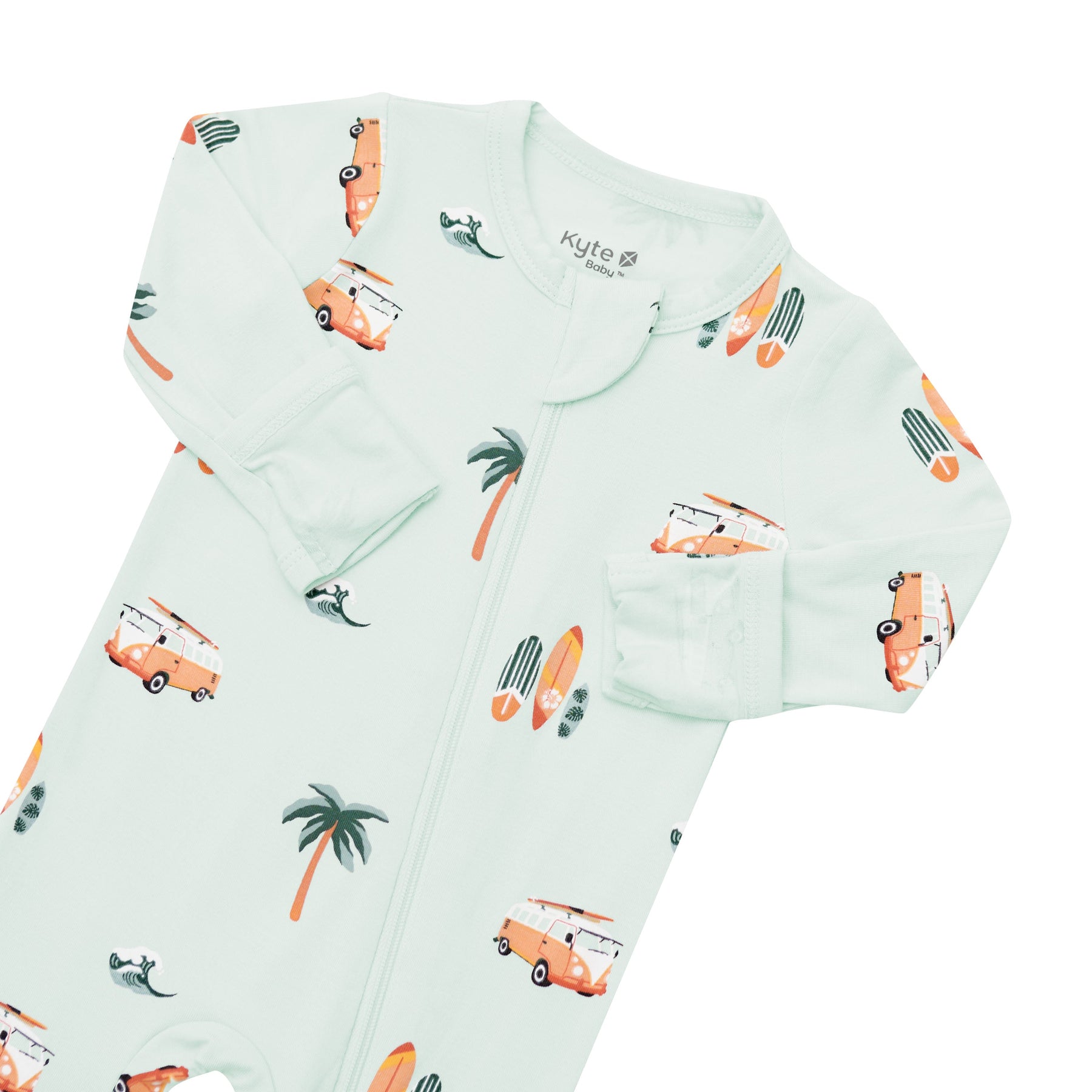 Zippered Footie in Dew Surf