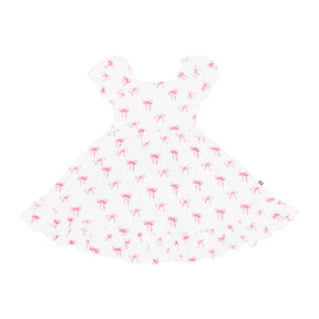 Puff Sleeve Twirl Dress in Bow
