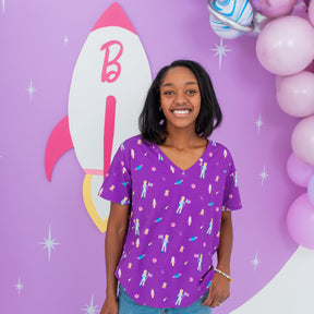 Women’s Relaxed Fit V-Neck in Barbie™ Astronaut