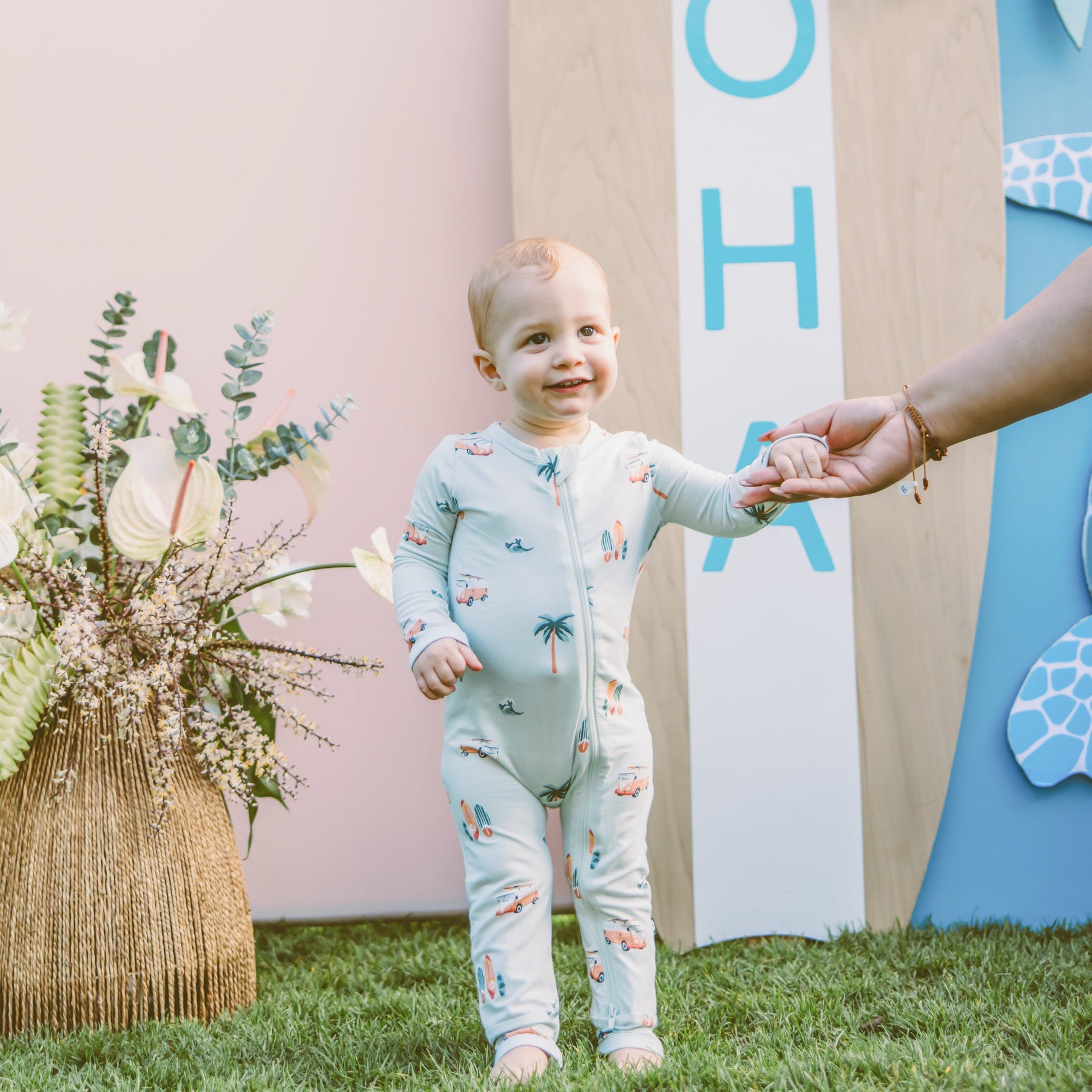 Zippered Romper in Dew Surf