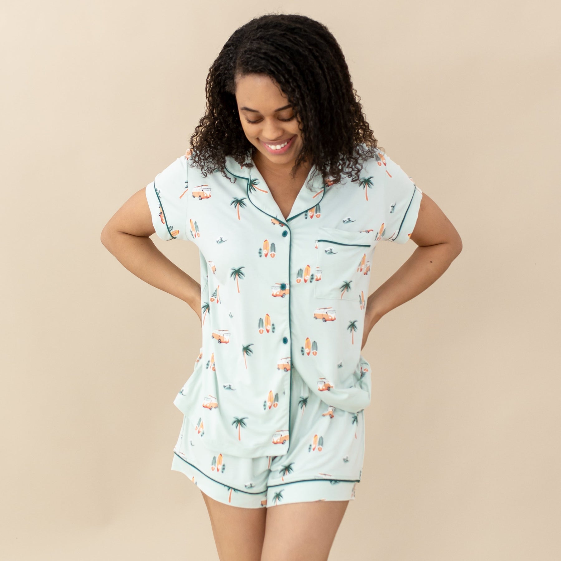 Women's Short Sleeve Pajama Set in Dew Surf