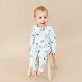 Zippered Romper in Dew Surf