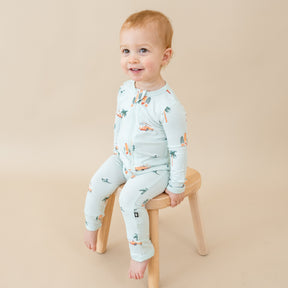 Zippered Romper in Dew Surf