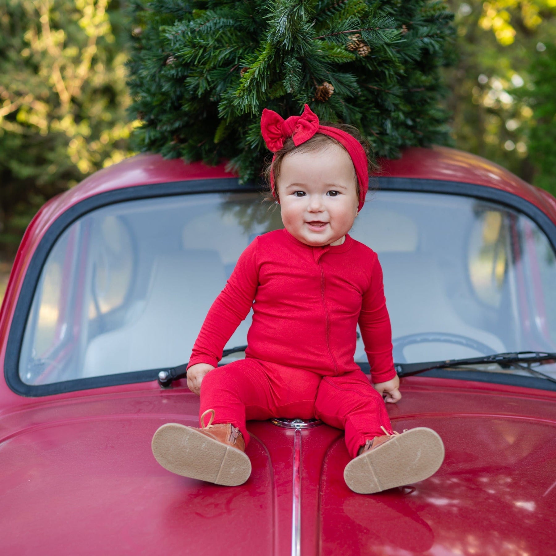Knotted Bow Headband in Cardinal