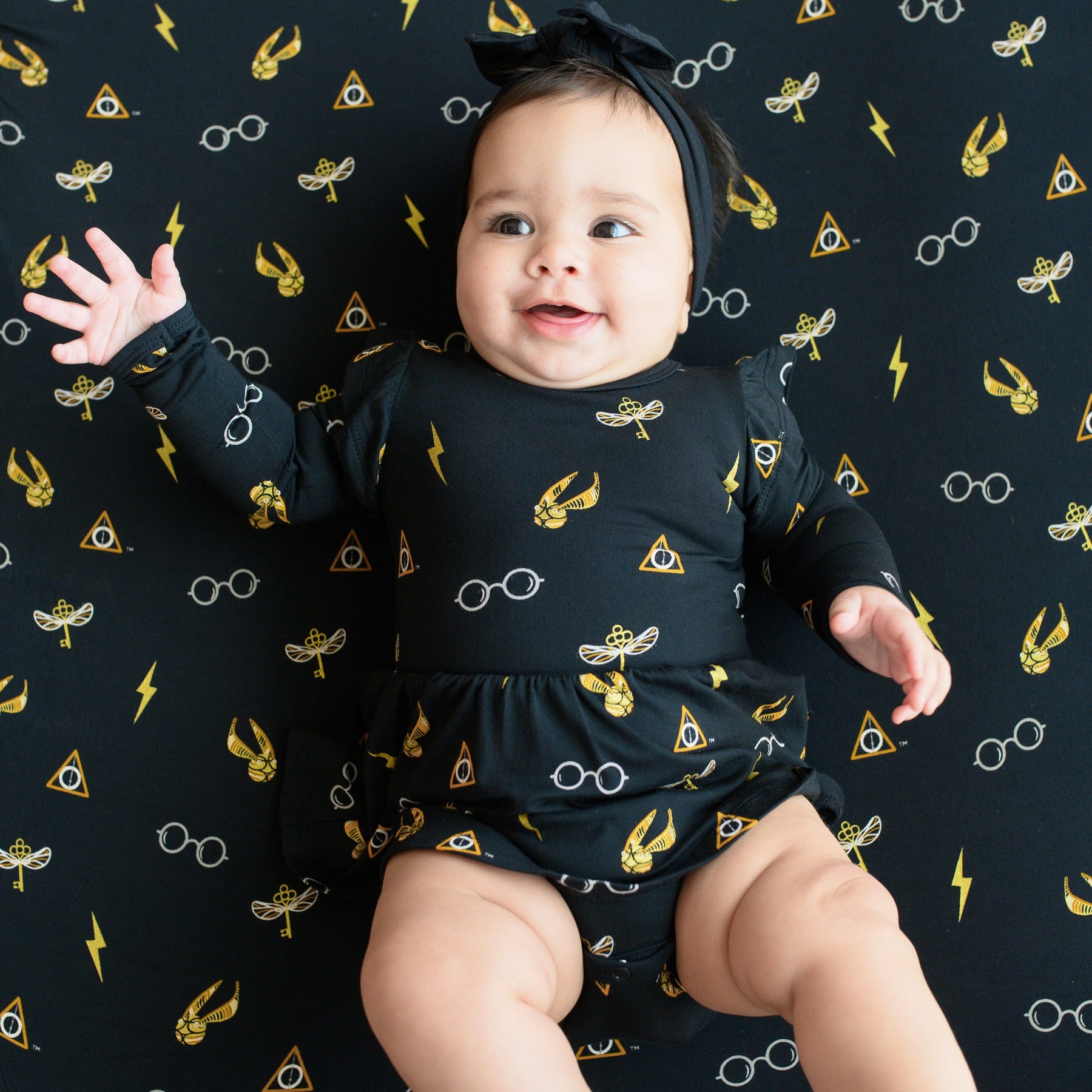 Long Sleeve Twirl Bodysuit Dress in Midnight Icon