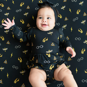 Long Sleeve Twirl Bodysuit Dress in Midnight Icon