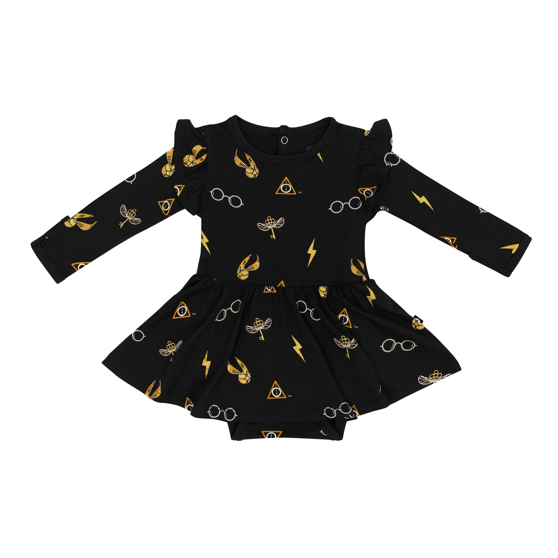 Long Sleeve Twirl Bodysuit Dress in Midnight Icon