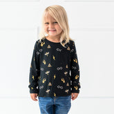 Long Sleeve Toddler Crew Neck Tee in Midnight Icon